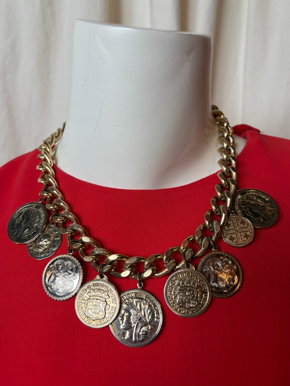 Vintage Costume Jewelry Republique Francais Coins